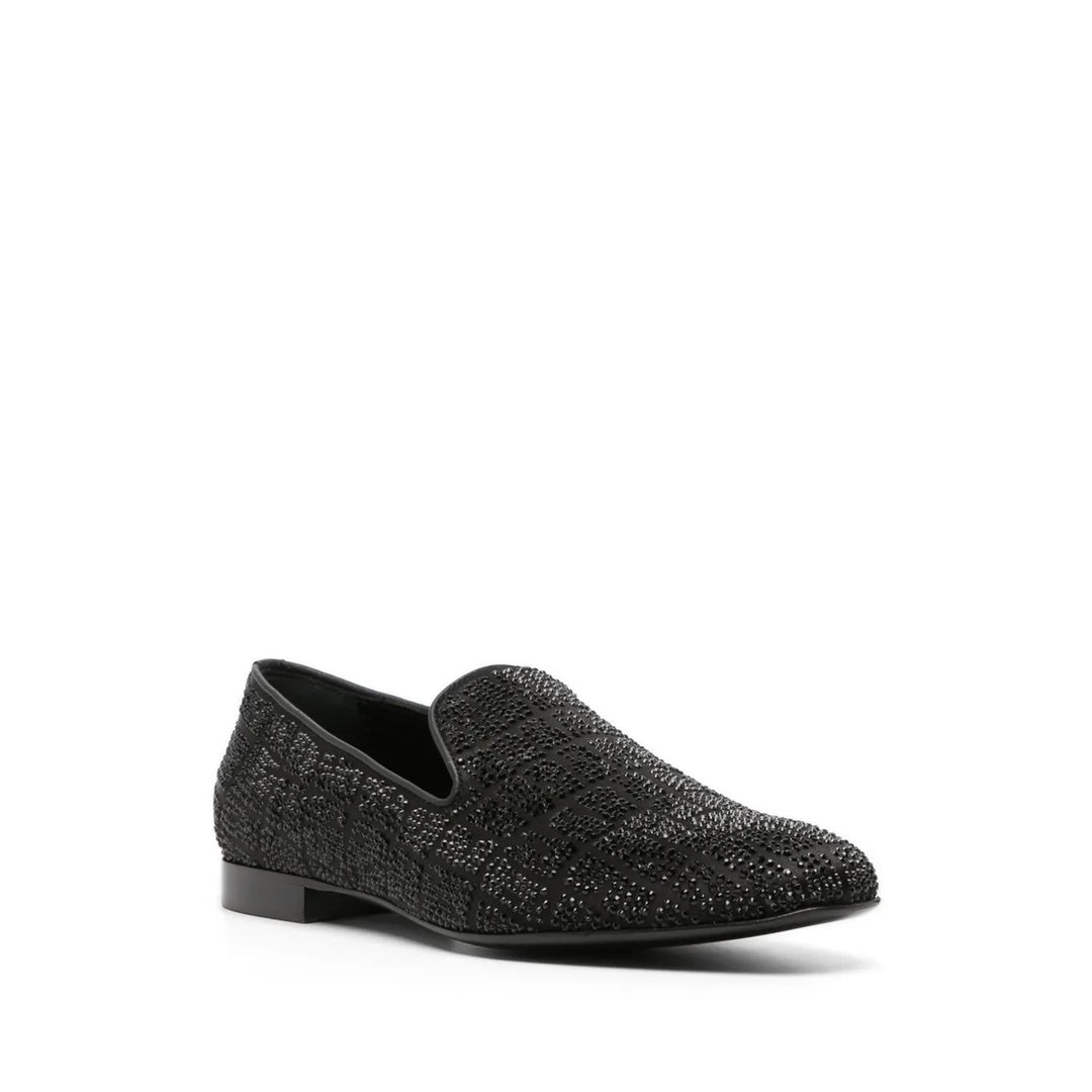 VERSACE EMBELLISHED LOAFERS BLACK