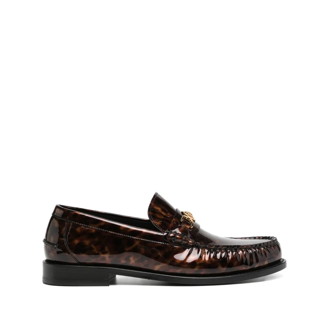 VERSACE MEDUSA LEATHER LOAFERS BROWN