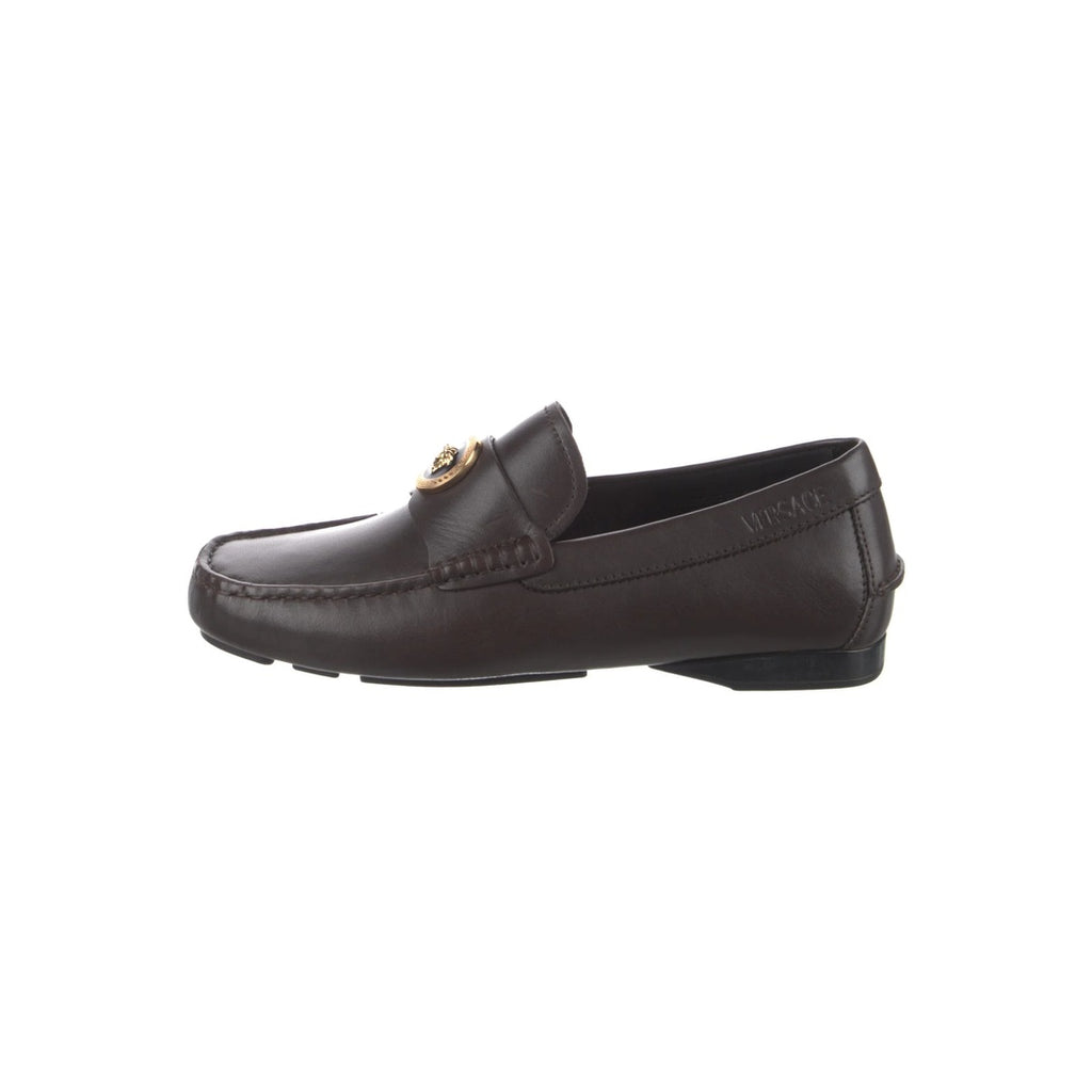 VERSACE MEDUSA LEATHER LOAFERS BROWN