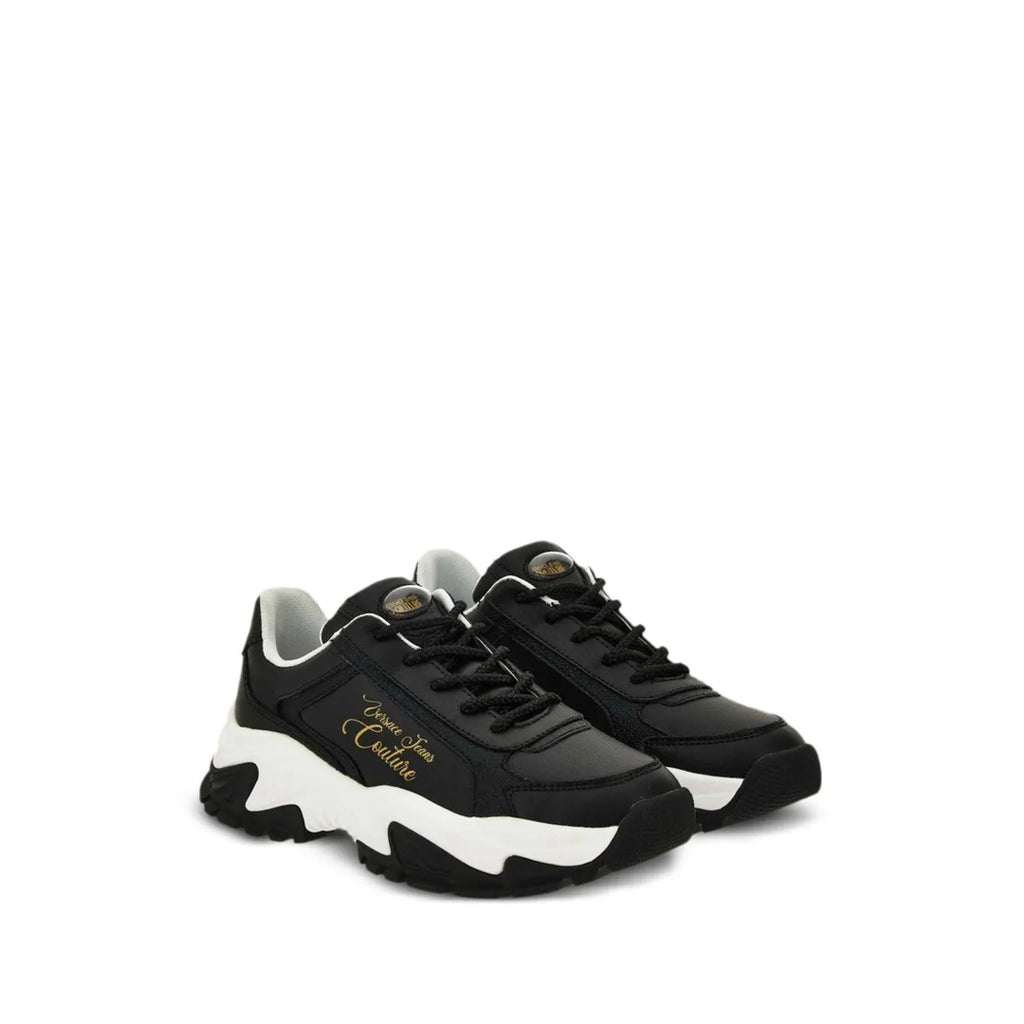 VERSACE JEANS COUTURE LOGO CHUNKY LOW-TOP SNEAKERS BLACK