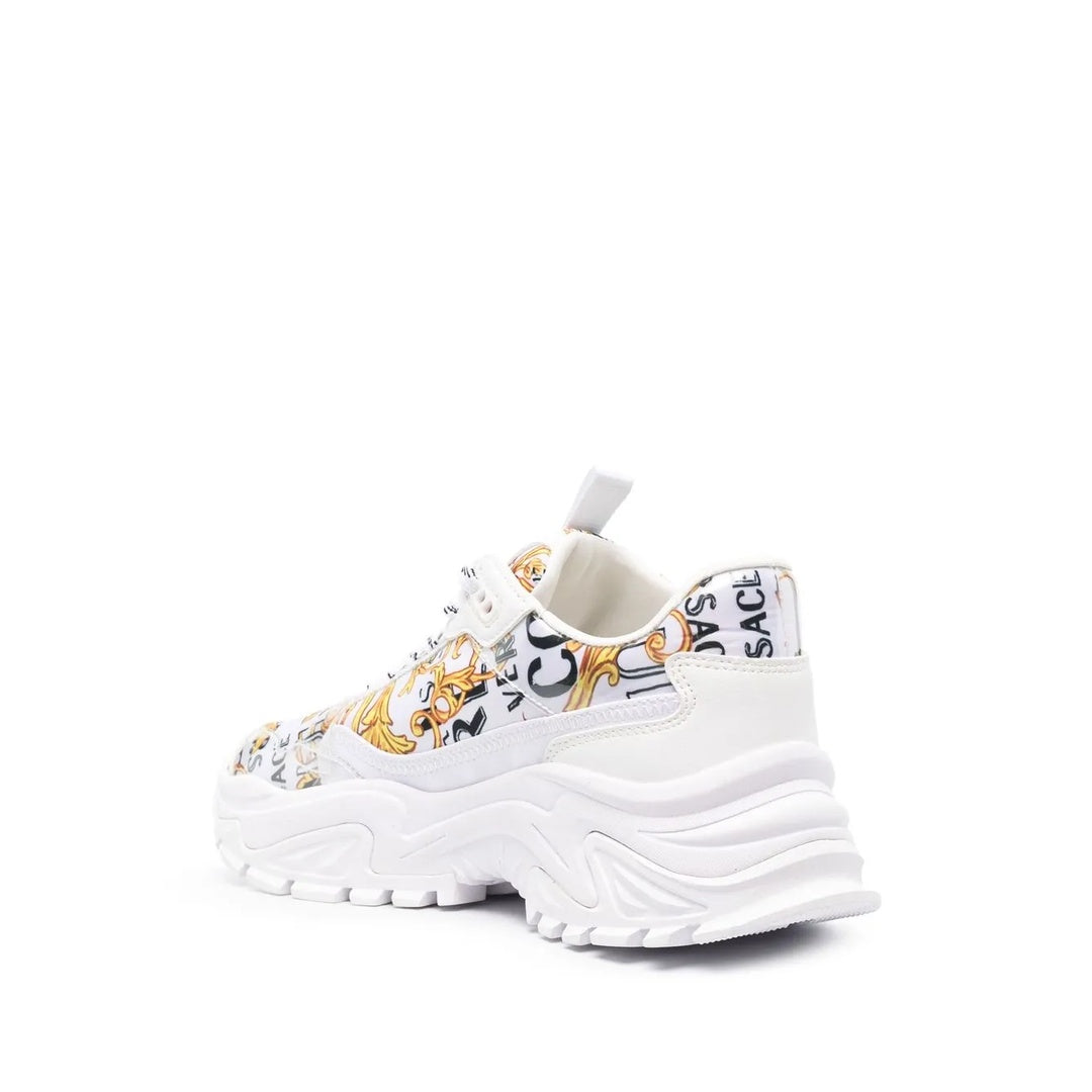 VERSACE JEANS COUTURE BAROCCO PRINTED LACE-UP SNEAKERS WHITE