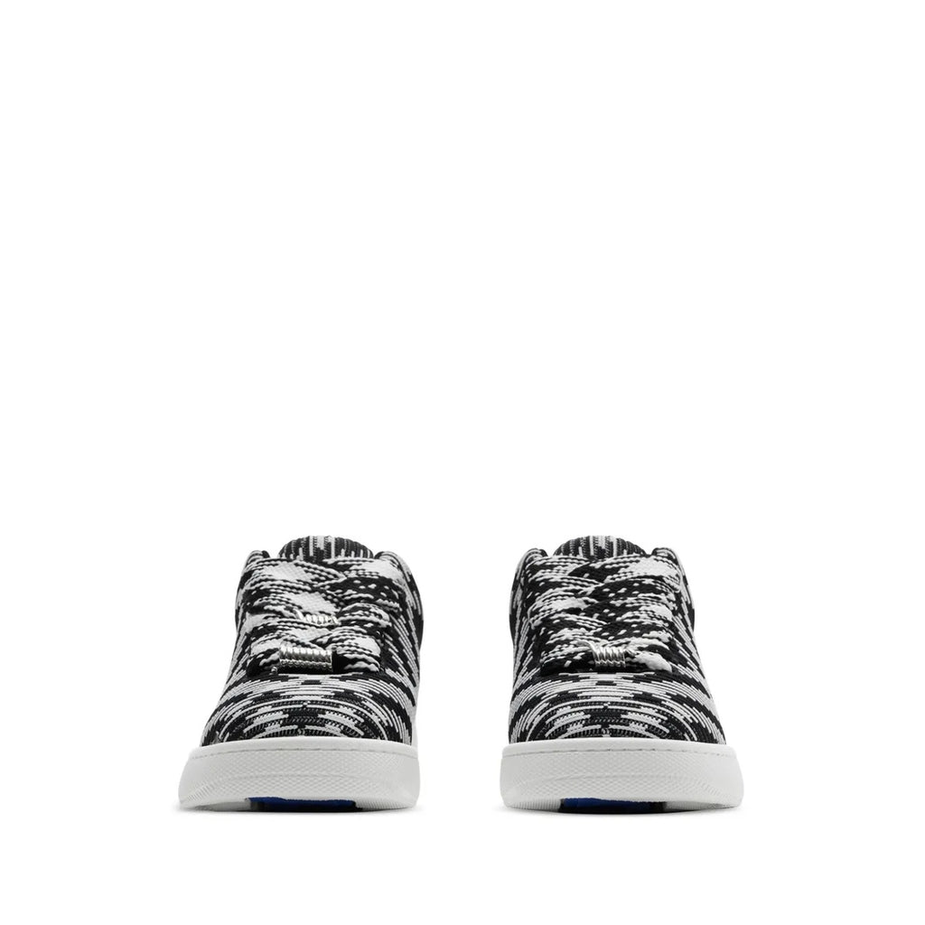 BURBERRY CHECK KNIT BOX LOW-TOP SNEAKERS BLACK