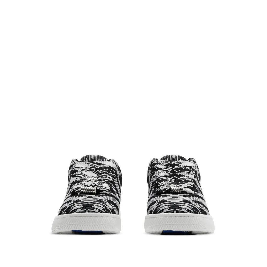 BURBERRY CHECK KNIT BOX LOW-TOP SNEAKERS BLACK