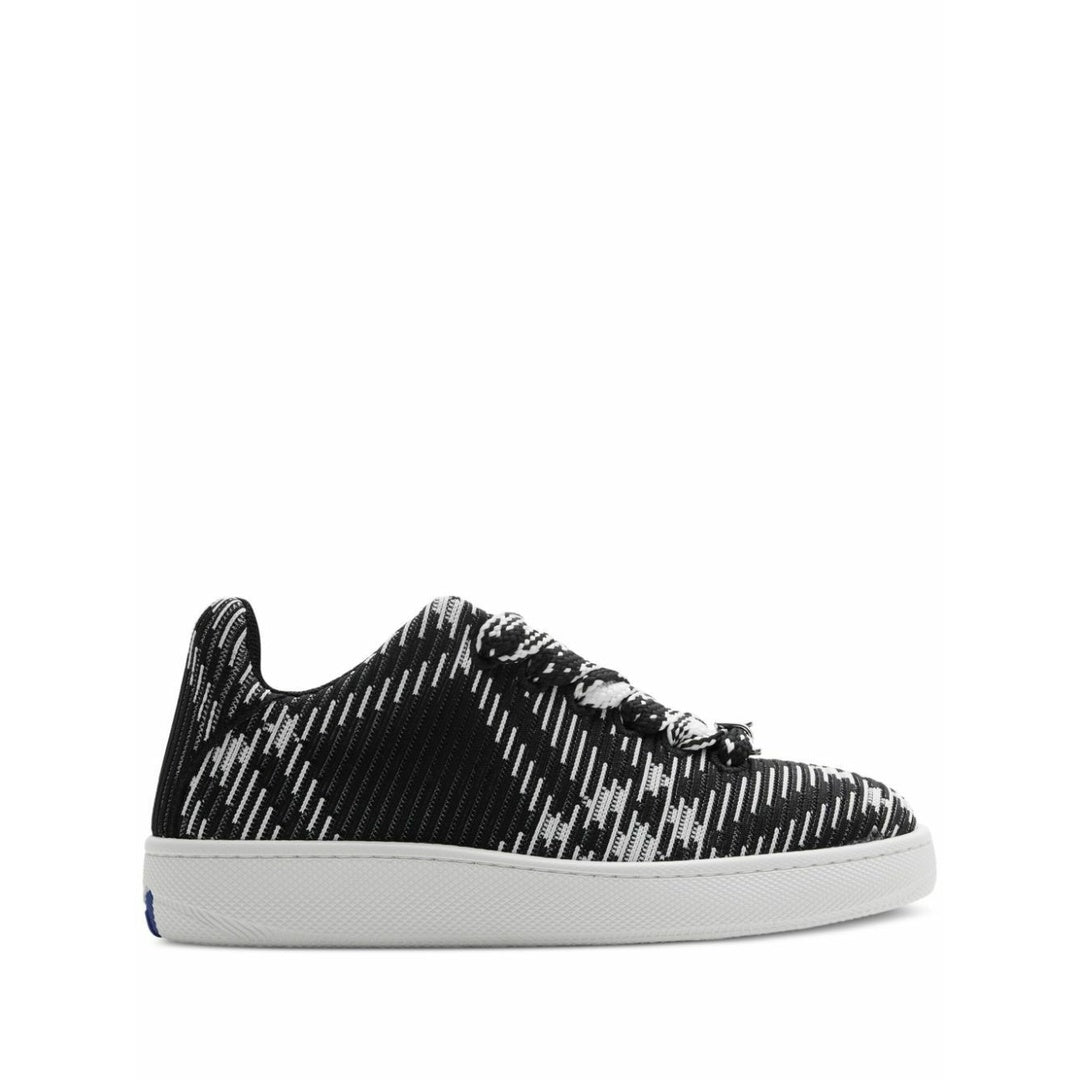 BURBERRY CHECK KNIT BOX LOW-TOP SNEAKERS BLACK