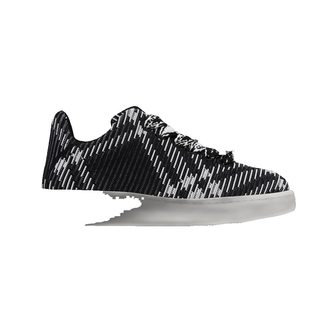 BURBERRY CHECK KNIT BOX LOW-TOP SNEAKERS BLACK