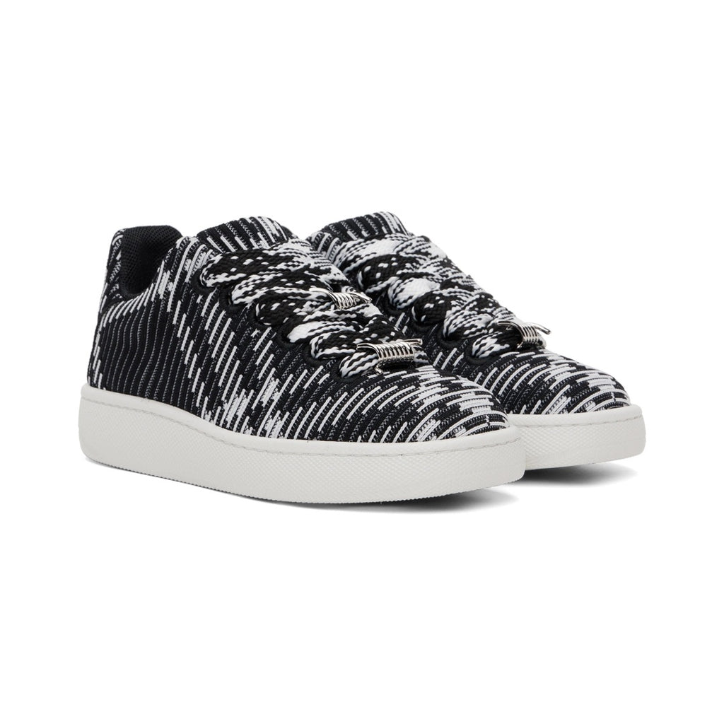 BURBERRY CHECK KNIT BOX LOW-TOP SNEAKERS BLACK