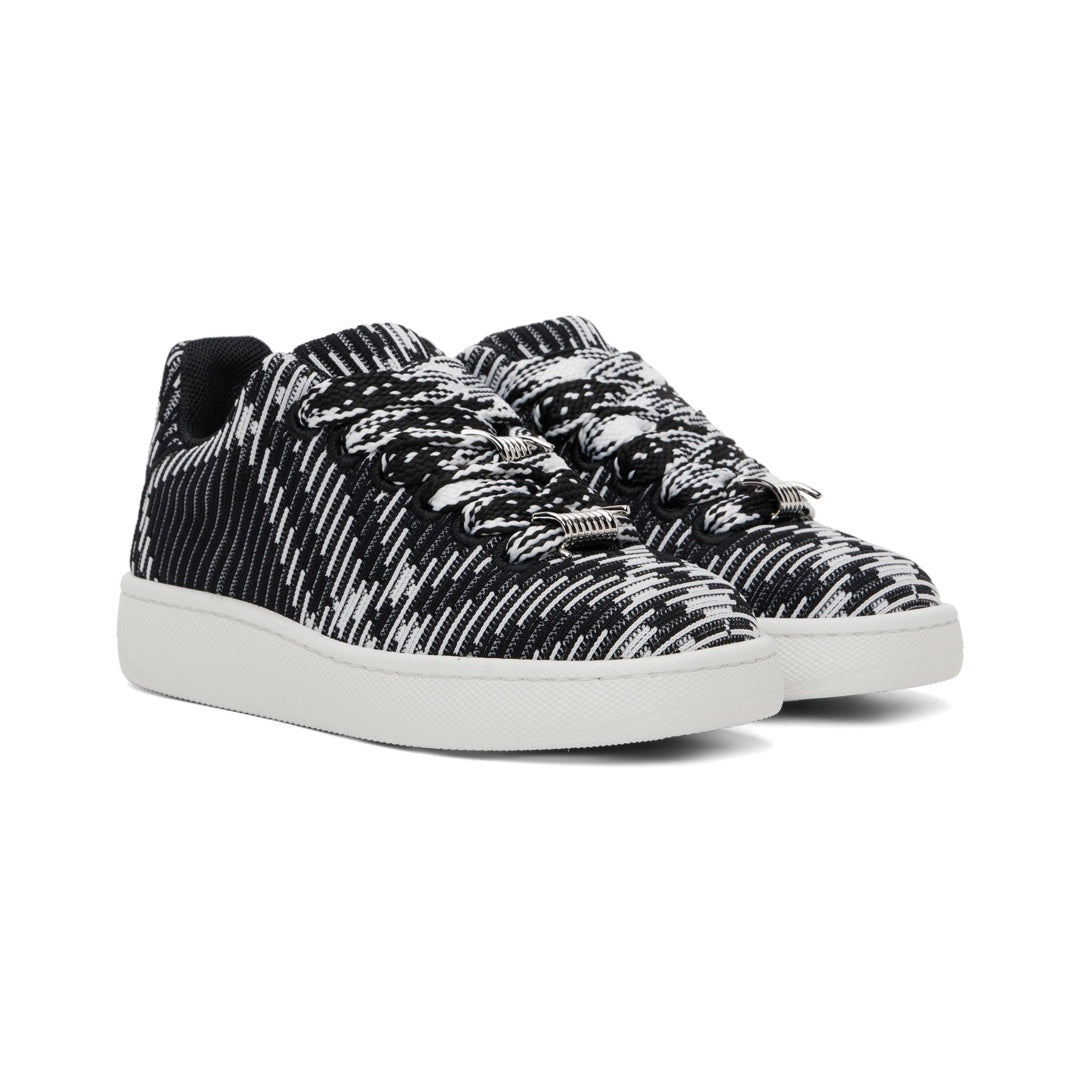 BURBERRY CHECK KNIT BOX LOW-TOP SNEAKERS BLACK