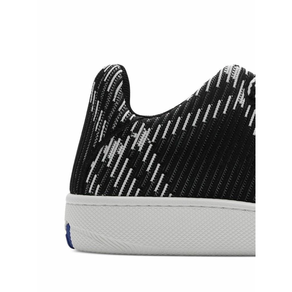 BURBERRY CHECK KNIT BOX LOW-TOP SNEAKERS BLACK