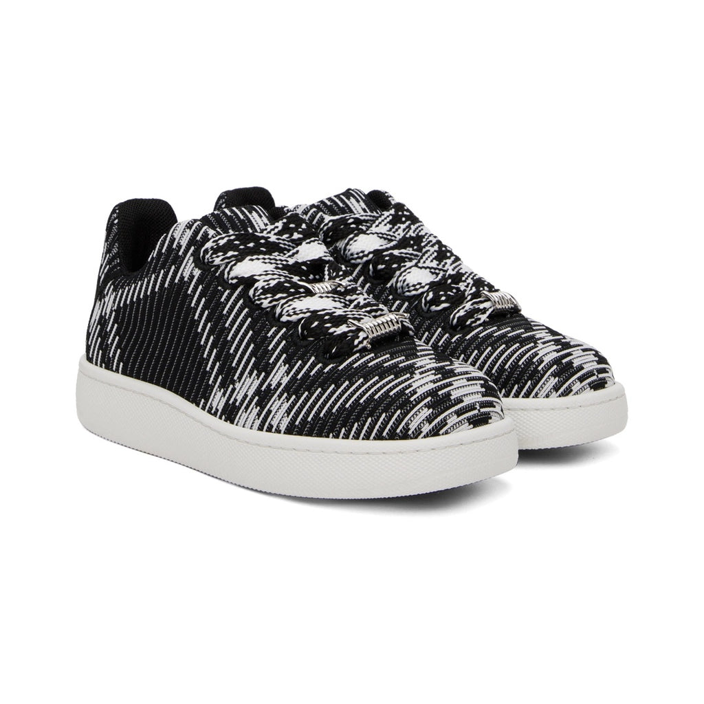 BURBERRY CHECK KNIT BOX LOW-TOP SNEAKERS BLACK