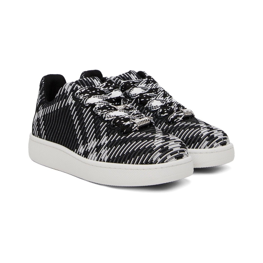 BURBERRY CHECK KNIT BOX LOW-TOP SNEAKERS BLACK
