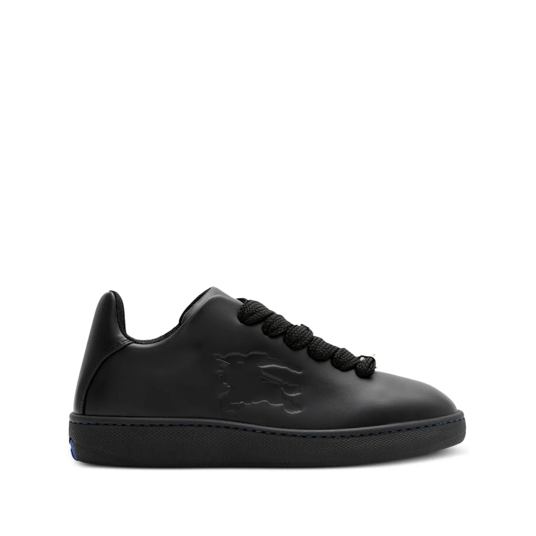 BURBERRY BOX EQUESTRIAN KNIGHT MOTIF LEATHER SNEAKERS BLACK