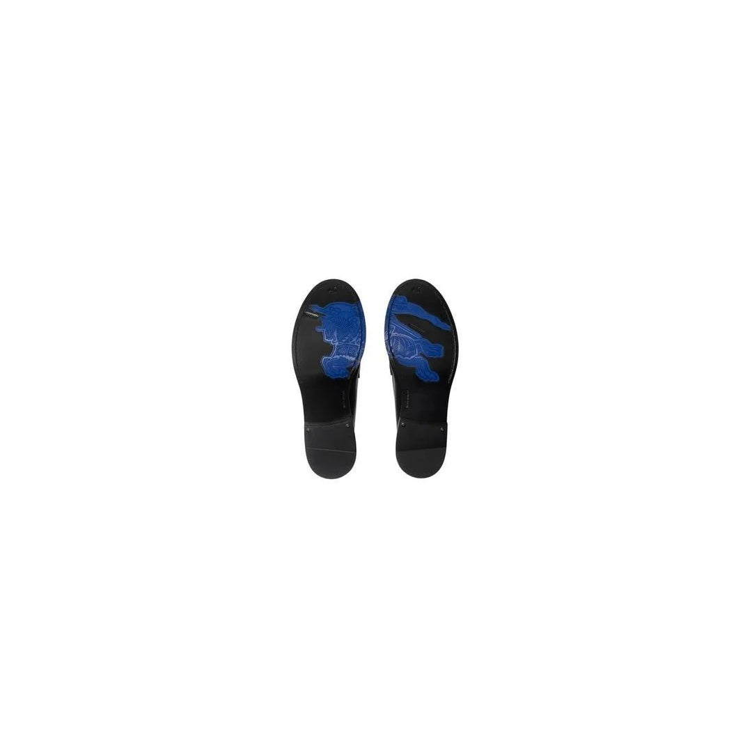 BURBERRY CADET GRAINED CALF LEATHER PENNY LOAFERS BLACK