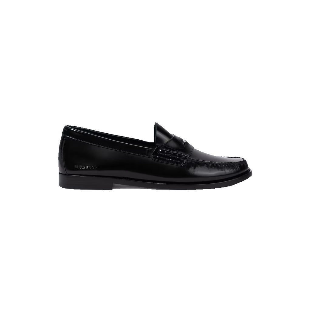 BURBERRY TOWER LEATHER LOAFERS BLACK