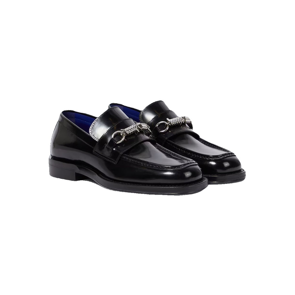 BURBERRY TOWER LEATHER LOAFERS BLACK