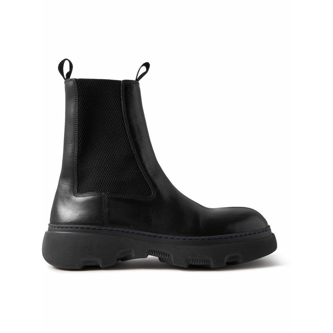 BURBERRY LEATHER STRIDE EDEN CHELSEA BOOTS BLACK