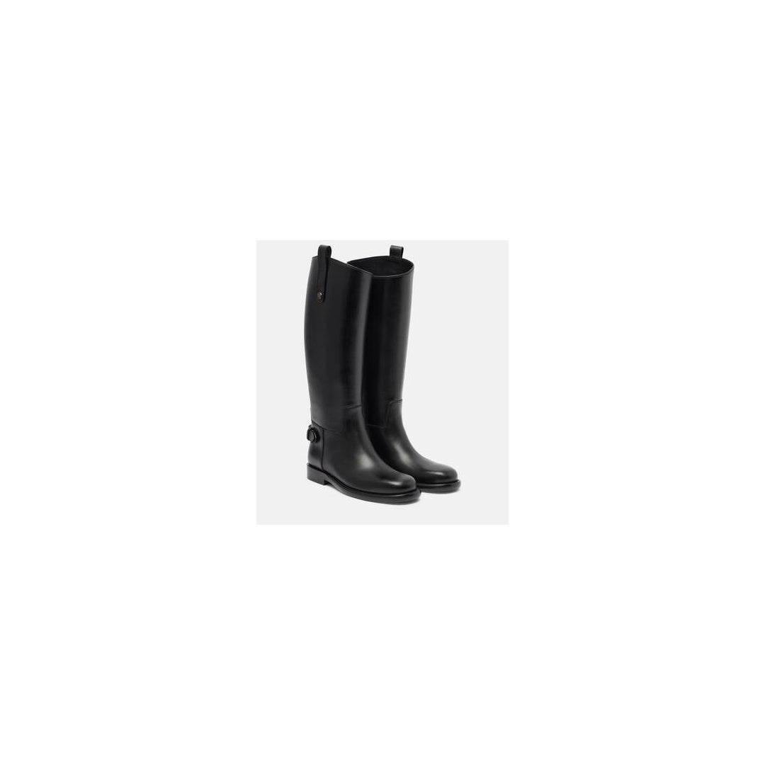 BURBERRY CAVALIER KNEE-HIGH LEATHER RIDING BOOTS BLACK