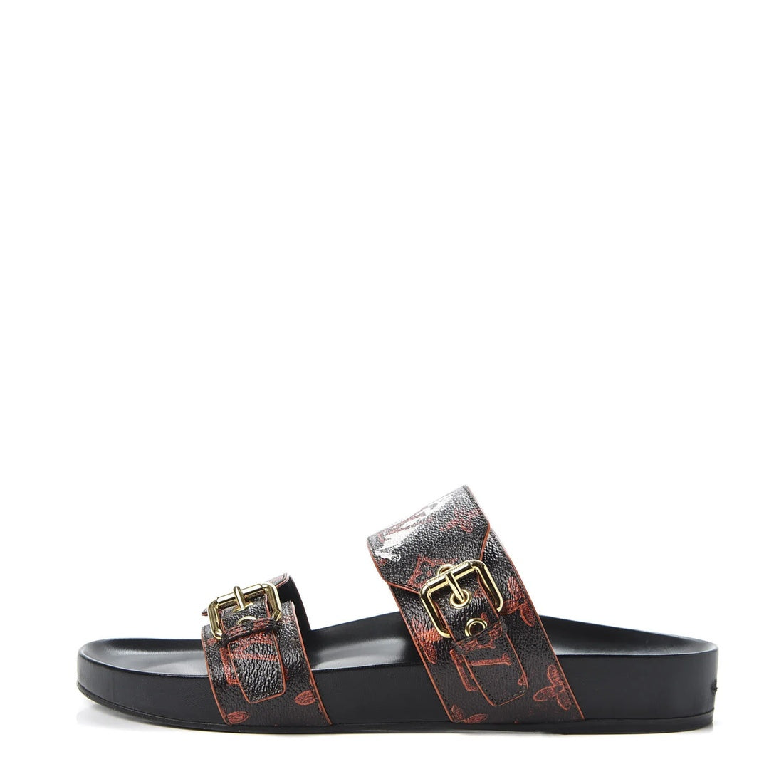 LOUIS VUITTON CATOGRAM BOM DIA FLAT MULE BLACK WHITE