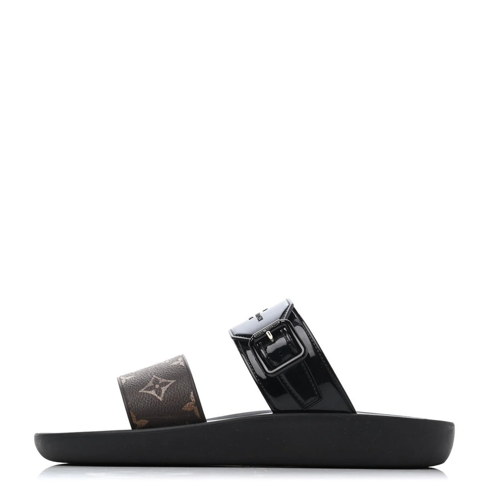 LOUIS VUITTON MONOGRAM SUNBATH FLAT MULE SANDAL BLACK
