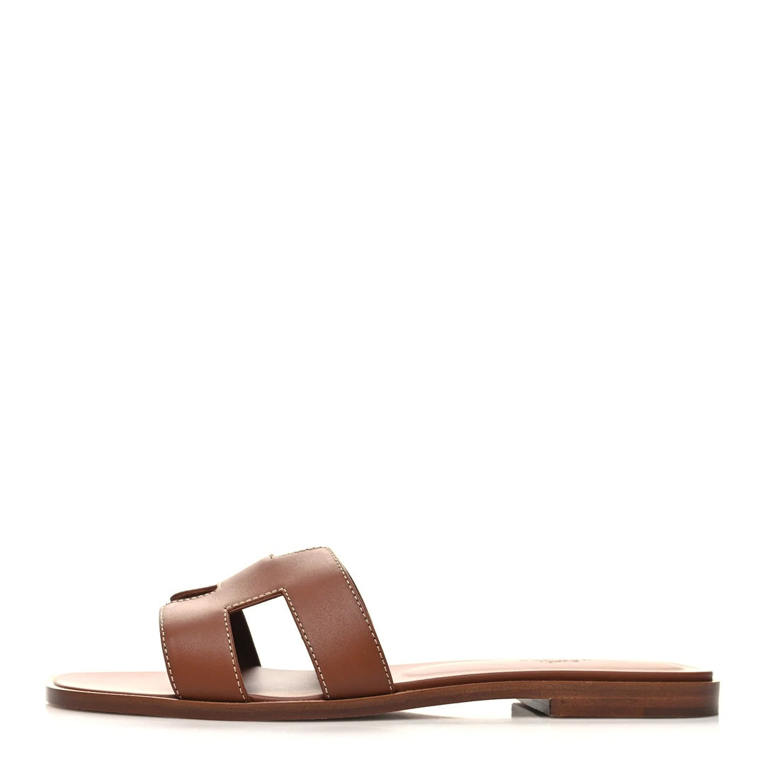 HERMÈS HERMES BOX CALFSKIN ORAN SANDAL GOLD