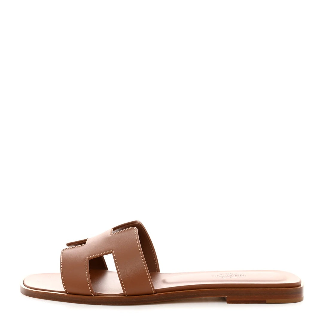 HERMÈS HERMES BOX CALFSKIN ORAN SANDAL GOLD