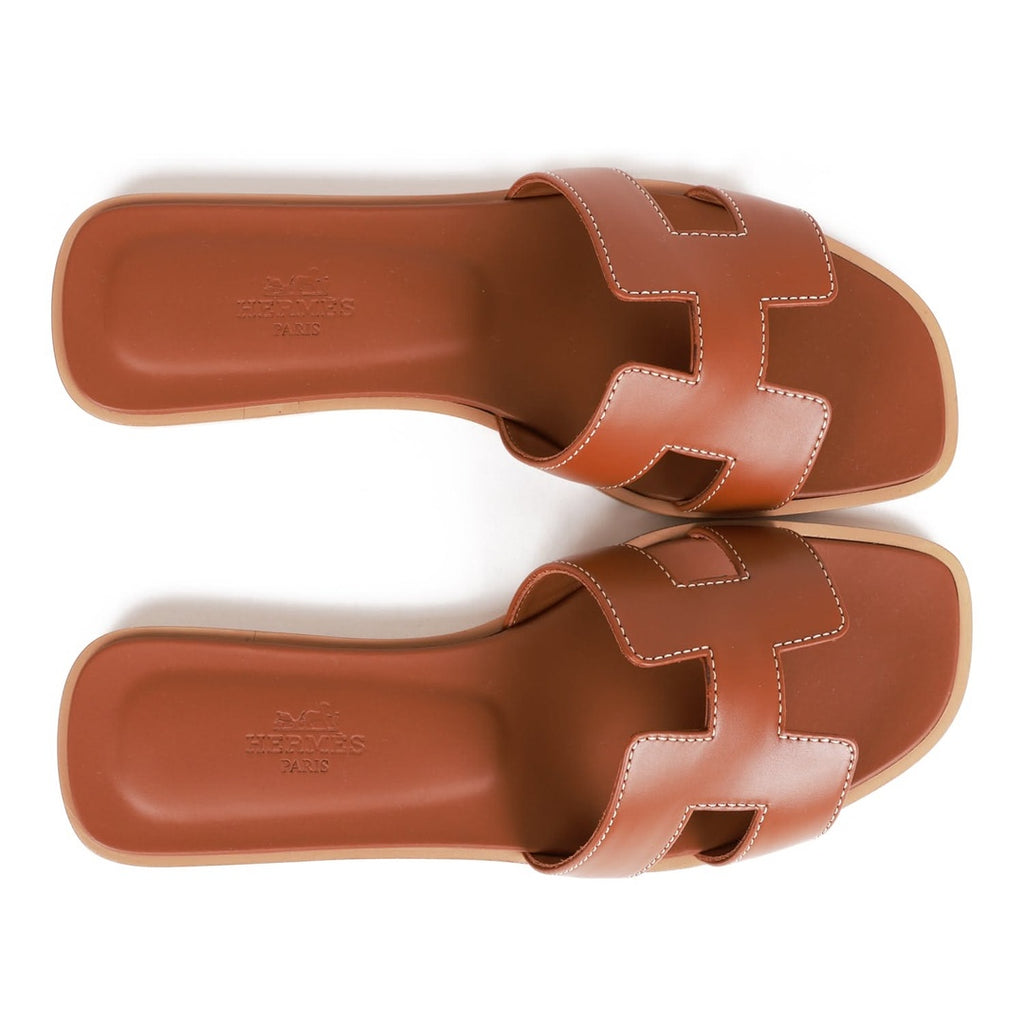 HERMÈS HERMES BOX CALFSKIN ORAN SANDAL GOLD