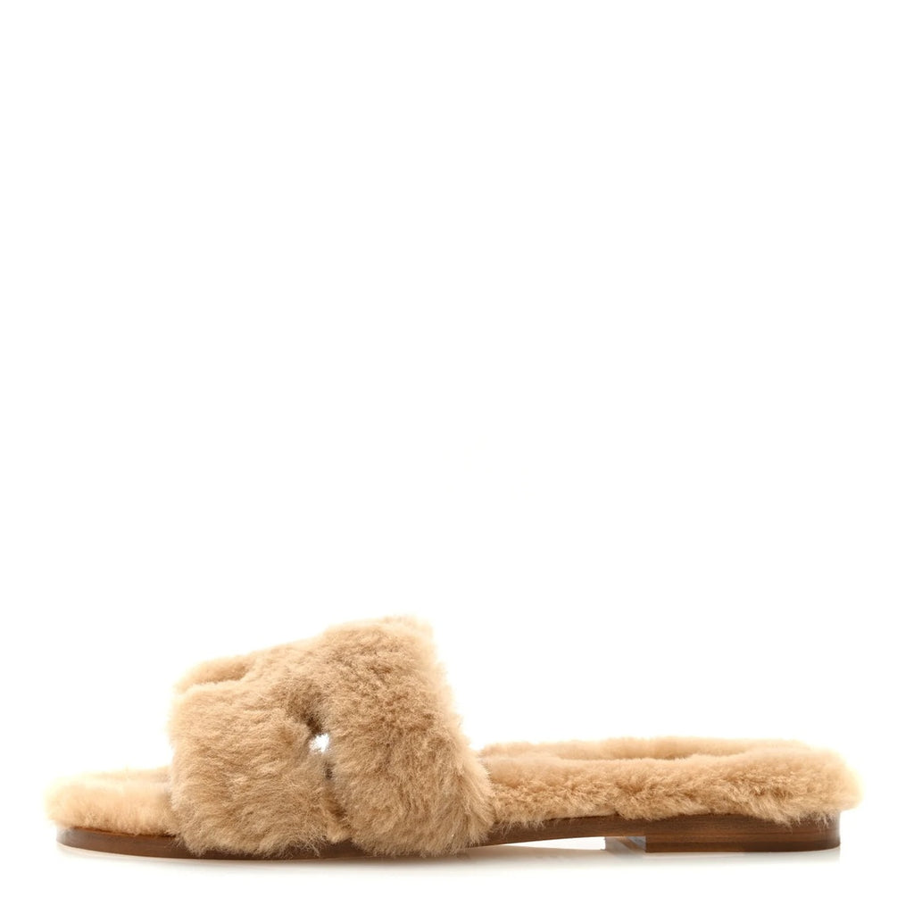 HERMÈS HERMES WOOLSKIN ORAN SANDAL BEIGE ARGILE BEIGE