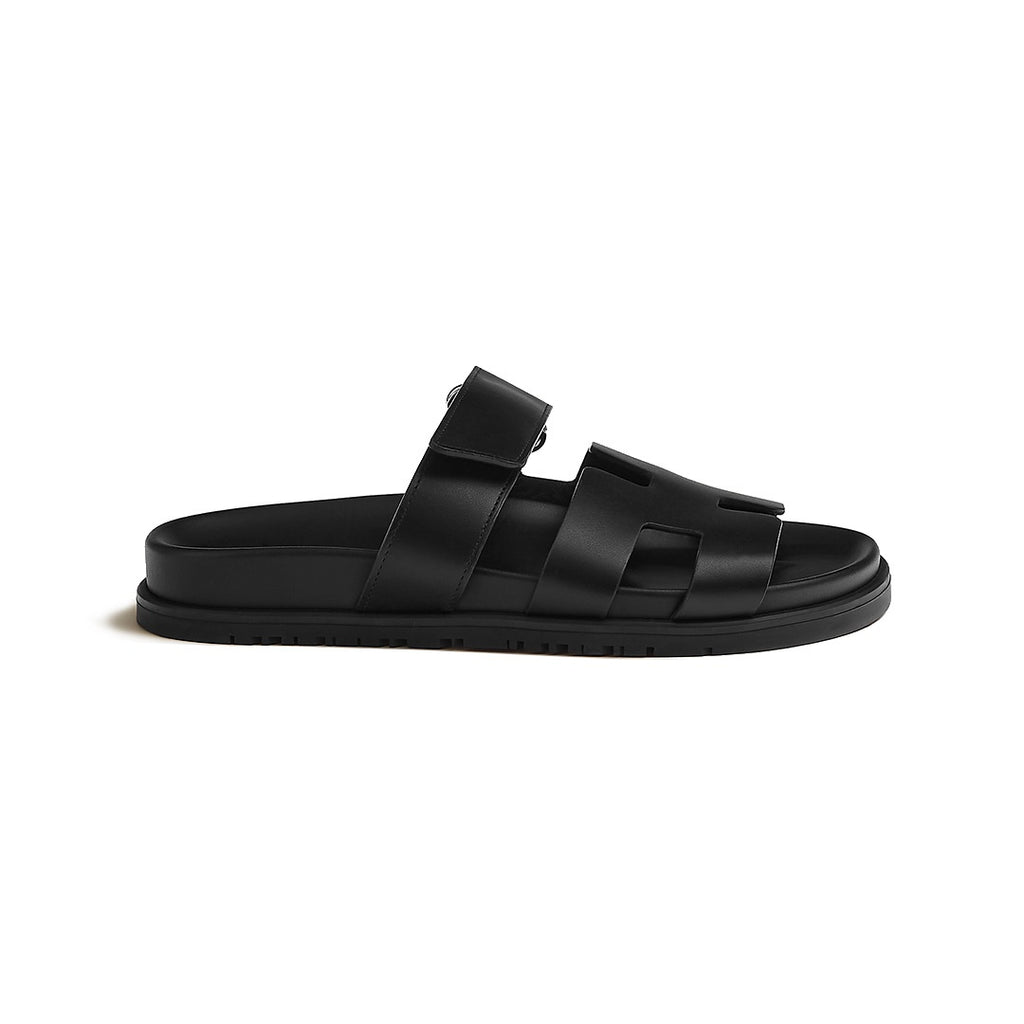 HERMÈS HERMES CALFSKIN CHYPRE SANDAL BLACK