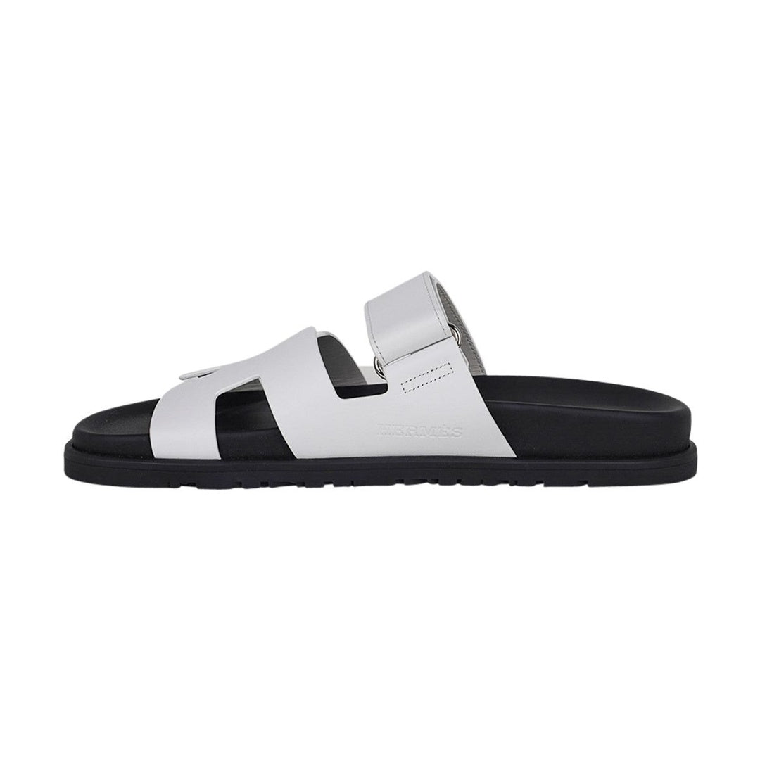 HERMÈS HERMES CALFSKIN CHYPRE SANDAL WHITE