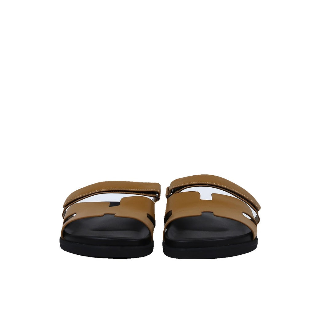 HERMÈS HERMES CALFSKIN CHYPRE SANDAL NATUREL TAN