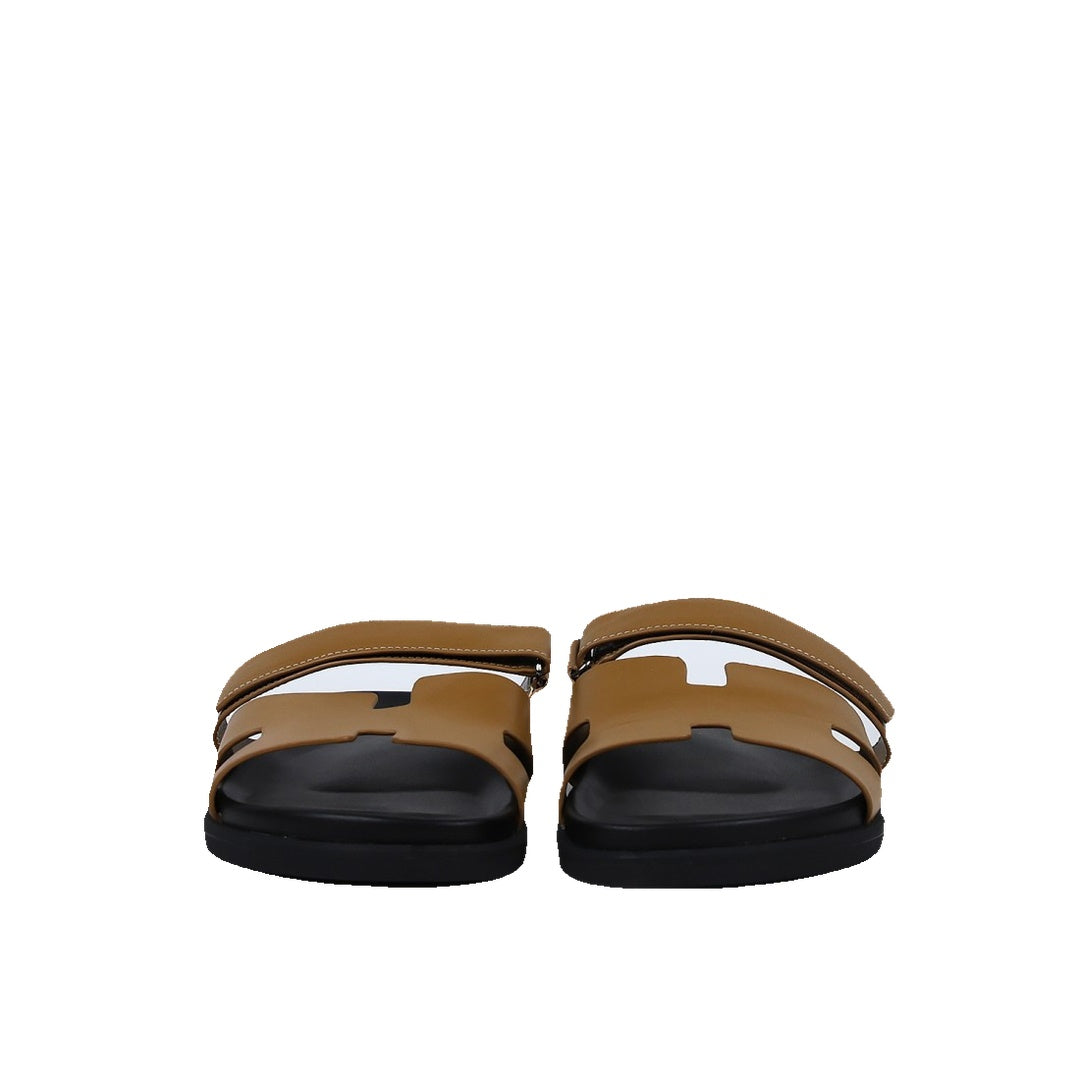 HERMÈS HERMES CALFSKIN CHYPRE SANDAL NATUREL TAN
