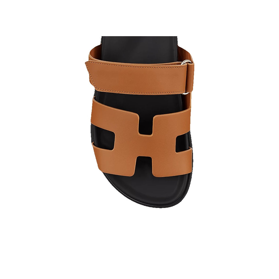 HERMÈS HERMES CALFSKIN CHYPRE SANDAL NATUREL TAN