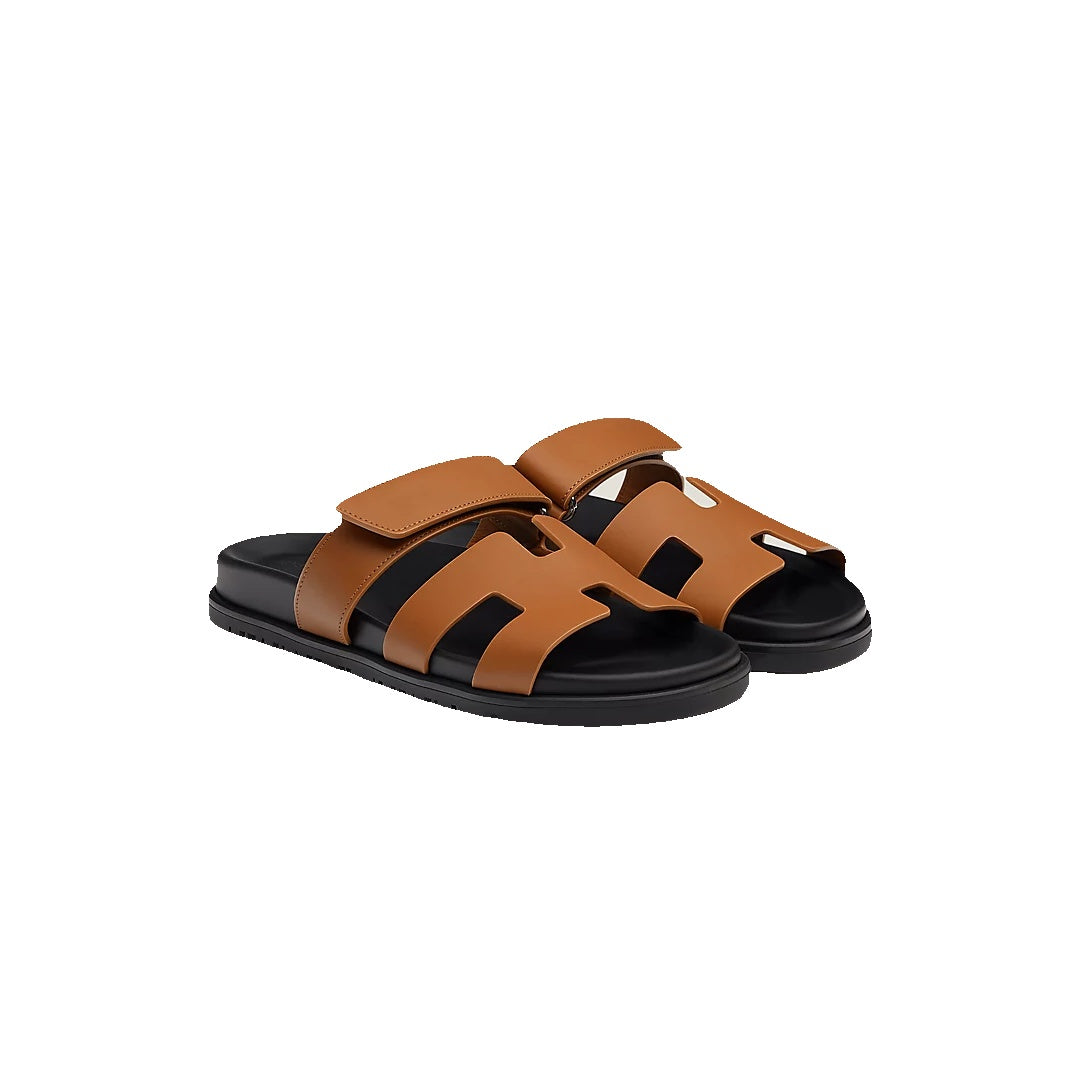 HERMÈS HERMES CALFSKIN CHYPRE SANDAL NATUREL TAN