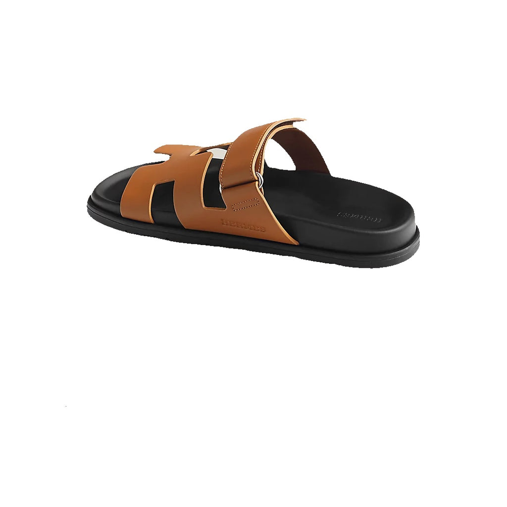 HERMÈS HERMES CALFSKIN CHYPRE SANDAL NATUREL TAN