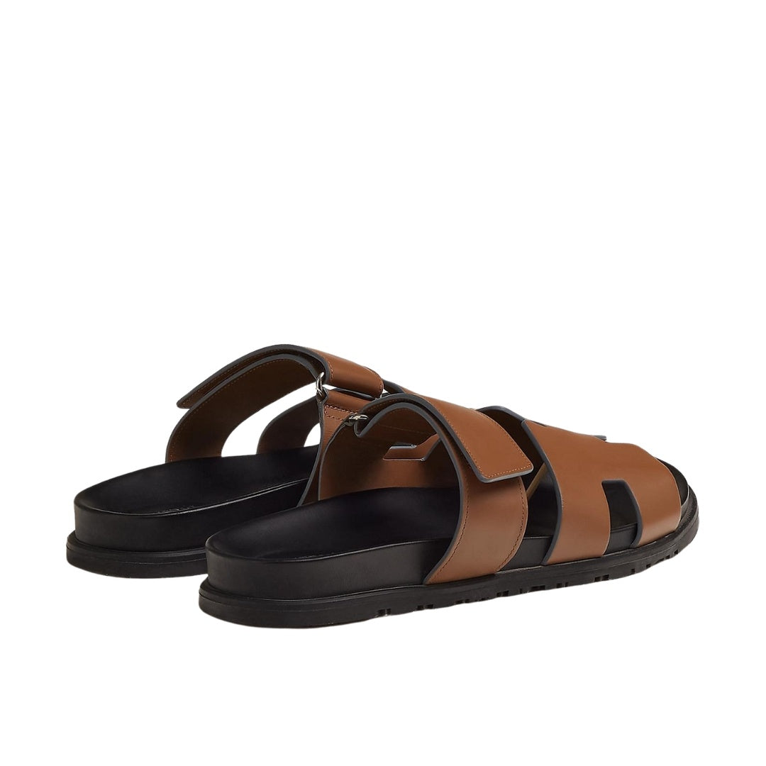 HERMÈS HERMES CALFSKIN CHYPRE SANDAL NATUREL TAN