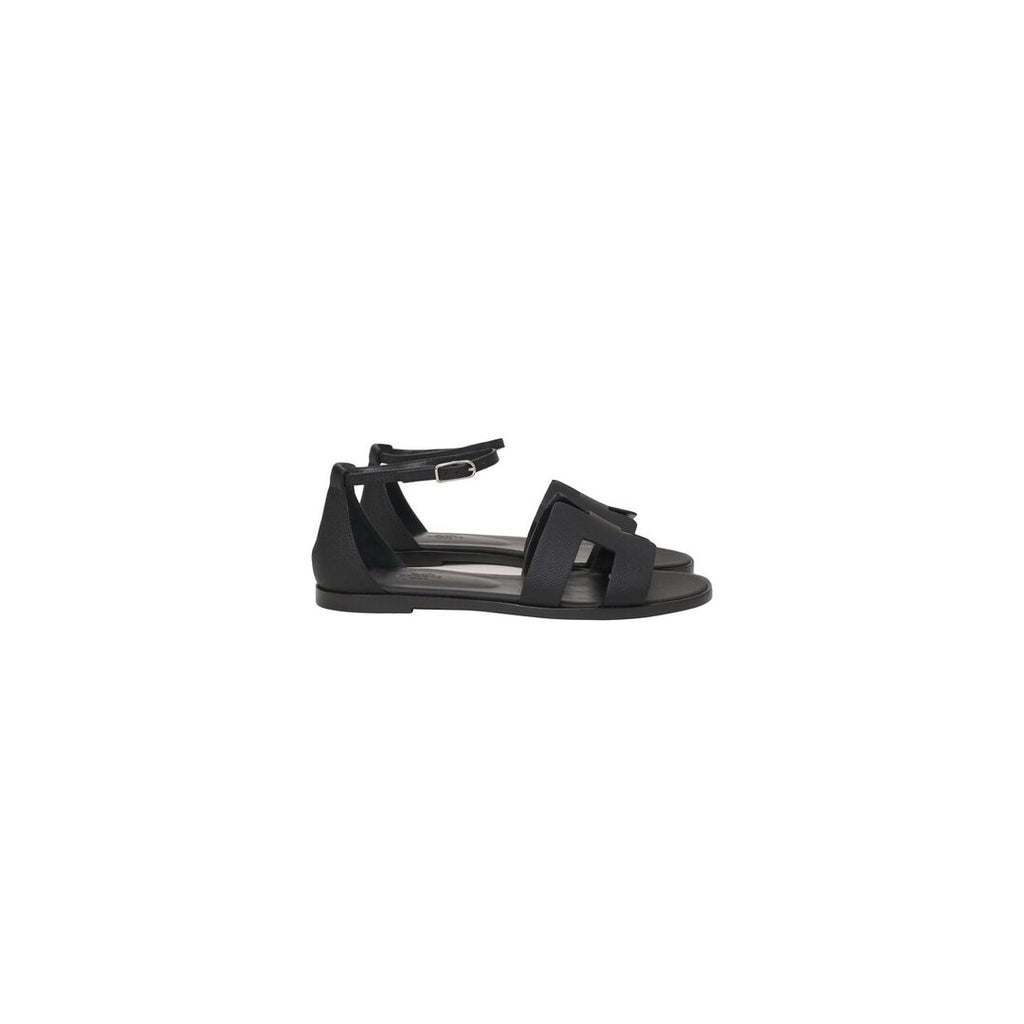 HERMÈS HERMES CALFSKIN SANTORINI SANDAL BLACK