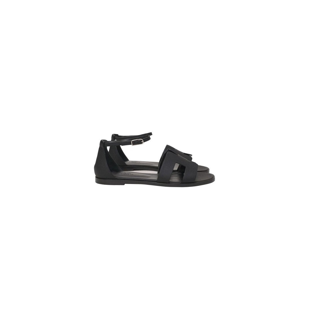 HERMÈS HERMES CALFSKIN SANTORINI SANDAL BLACK