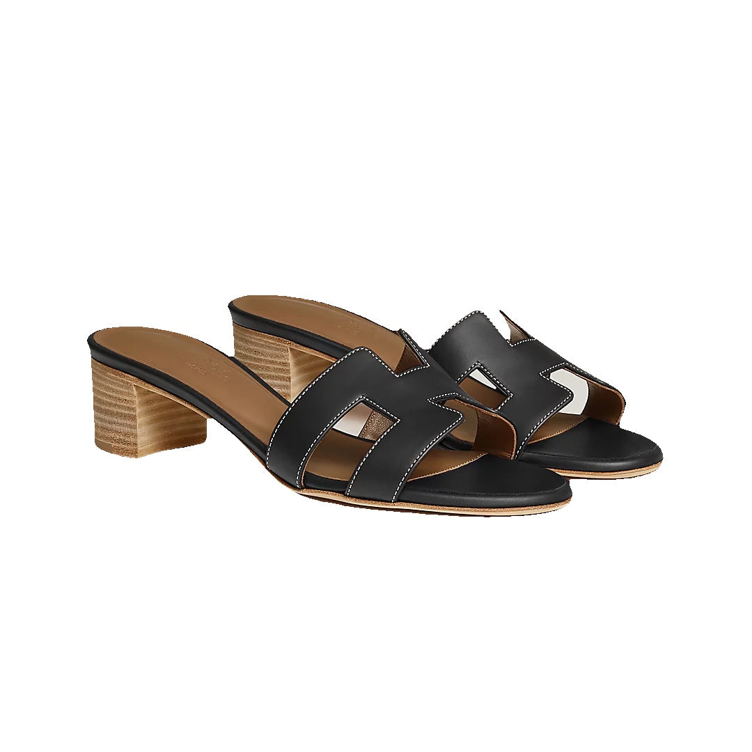 HERMÈS HERMES CALFSKIN OASIS SANDAL BLACK