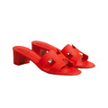 HERMÈS HERMES CALFSKIN OASIS SANDAL ROUGE RUBIS RED
