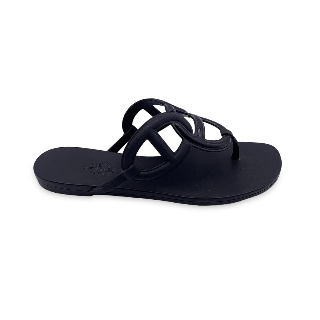 HERMÈS HERMES RUBBER EGERIE SANDAL BLACK