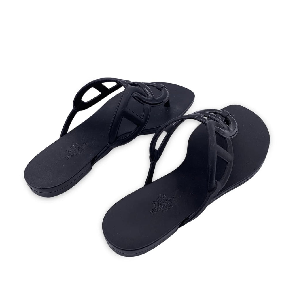 HERMÈS HERMES RUBBER EGERIE SANDAL BLACK