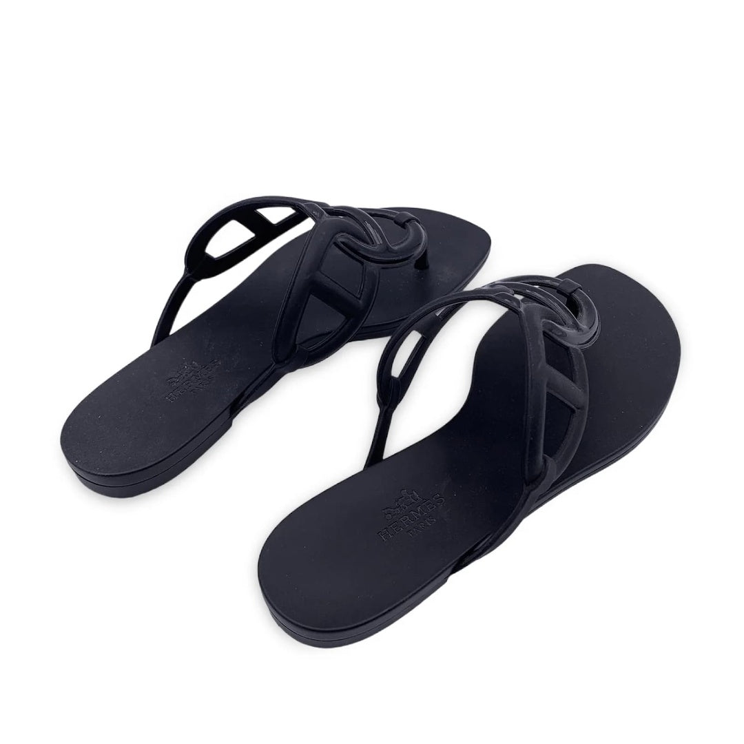 HERMÈS HERMES RUBBER EGERIE SANDAL BLACK