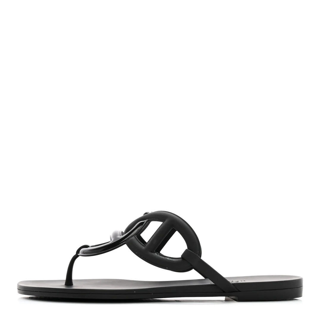 HERMÈS HERMES RUBBER EGERIE SANDAL BLACK