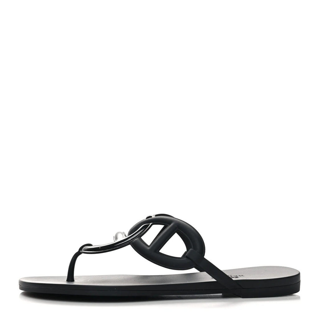 HERMÈS HERMES RUBBER EGERIE SANDAL BLACK