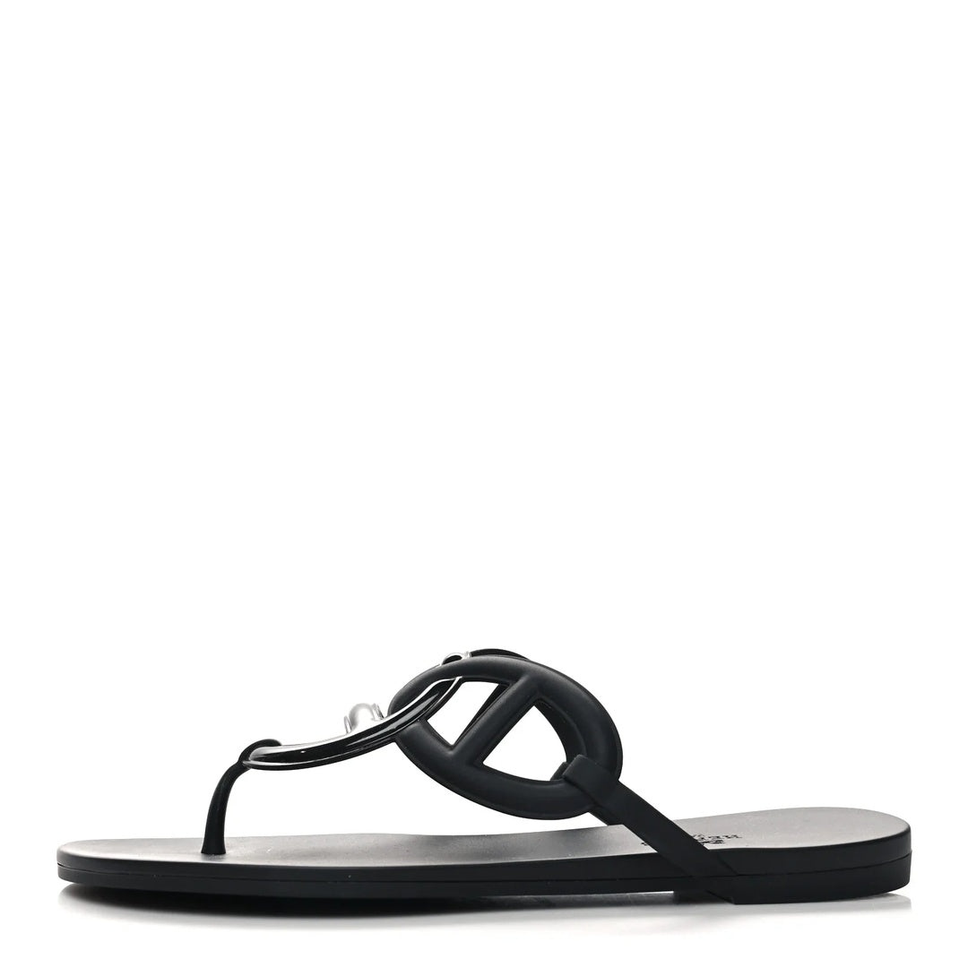 HERMÈS HERMES RUBBER EGERIE SANDAL BLACK