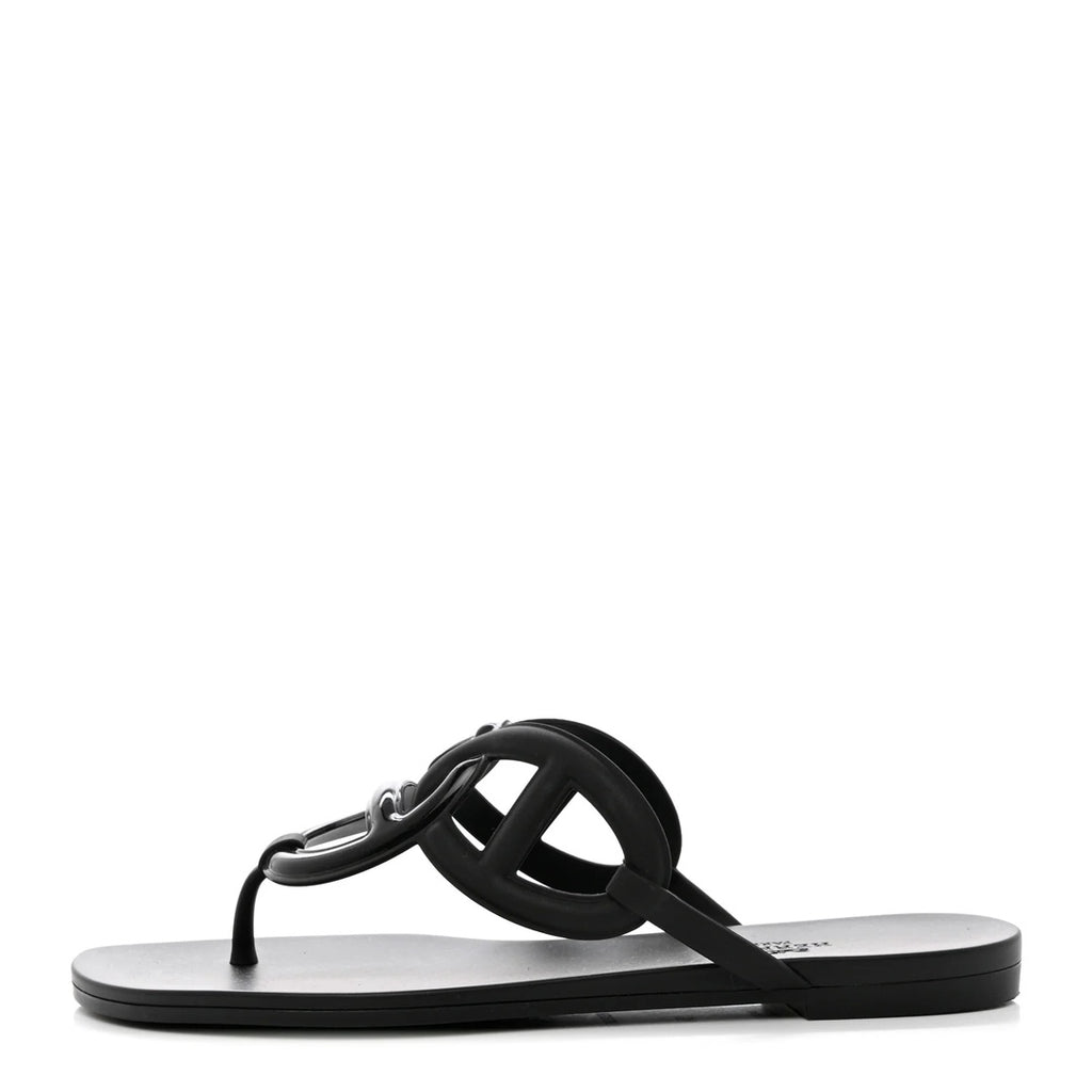 HERMÈS HERMES RUBBER EGERIE SANDAL BLACK