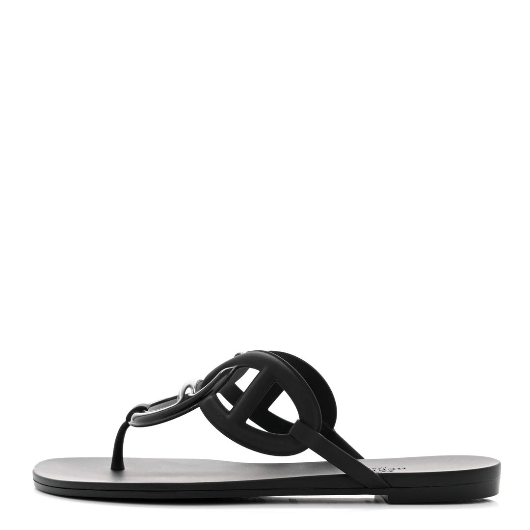 HERMÈS HERMES RUBBER EGERIE SANDAL BLACK