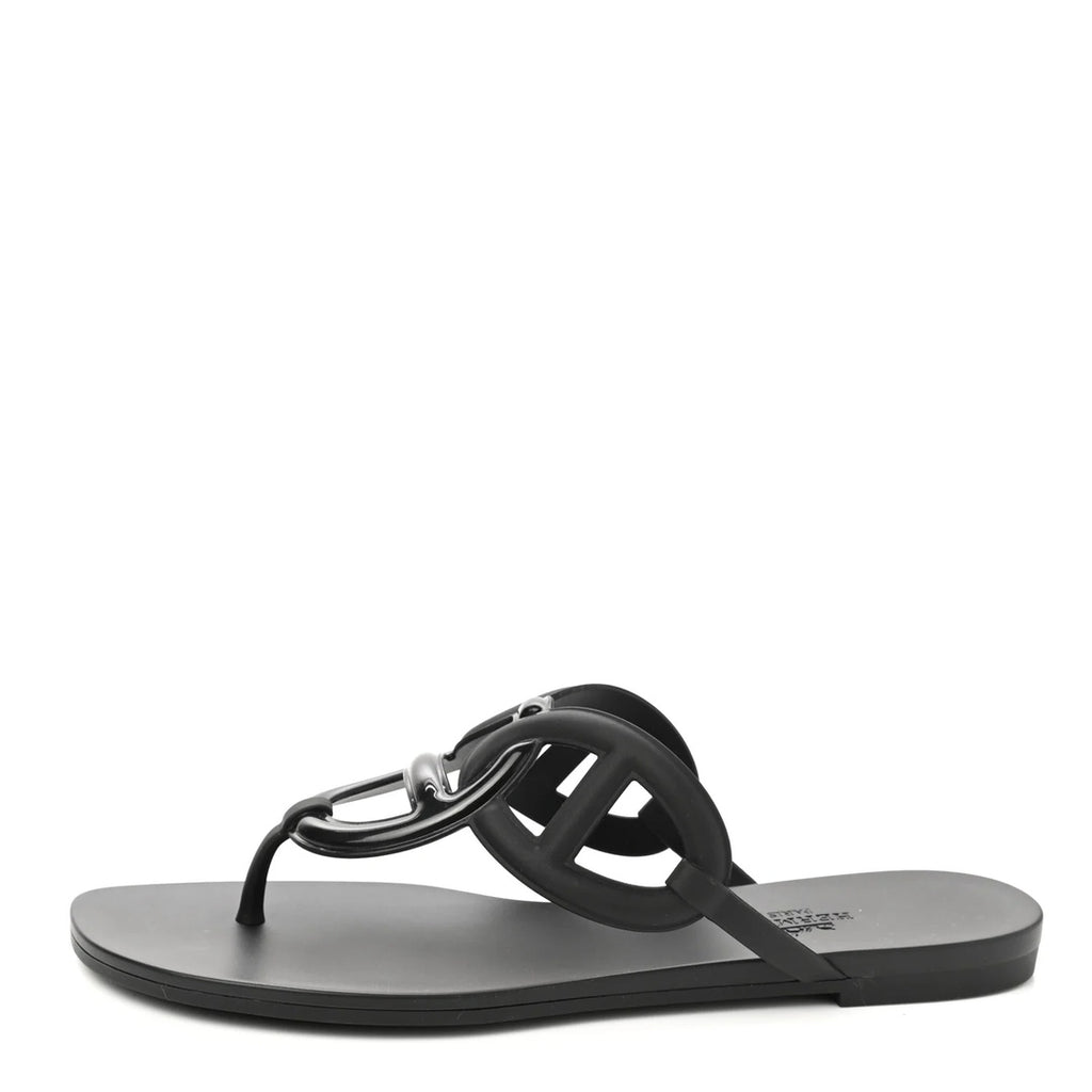 HERMÈS HERMES RUBBER EGERIE SANDAL BLACK