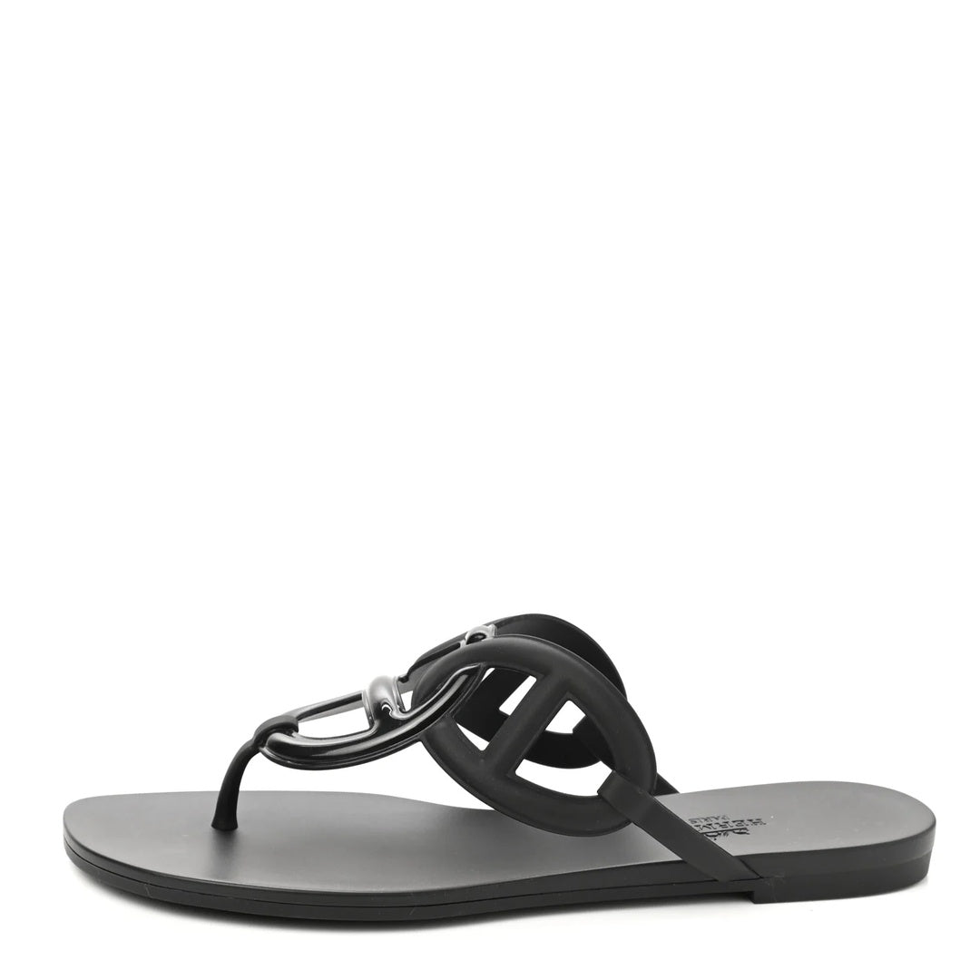 HERMÈS HERMES RUBBER EGERIE SANDAL BLACK