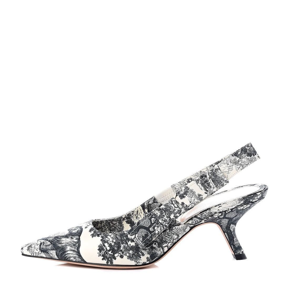 CHRISTIAN DIOR TOILE DE JOUY SWEET D SLINGBACK PUMP OFF WHITE