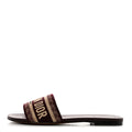 CHRISTIAN DIOR CANVAS EMBROIDERED DWAY MULE SLIDE SANDAL BURGUNDY
